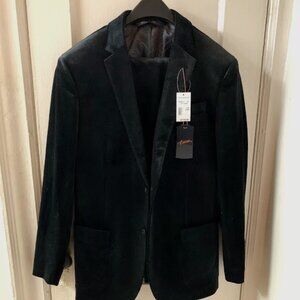 EGARA MEN'S STUNNING VELVET CORDUROY TWO PIECE SUIT / 40R / ONYX BLACK / NWT